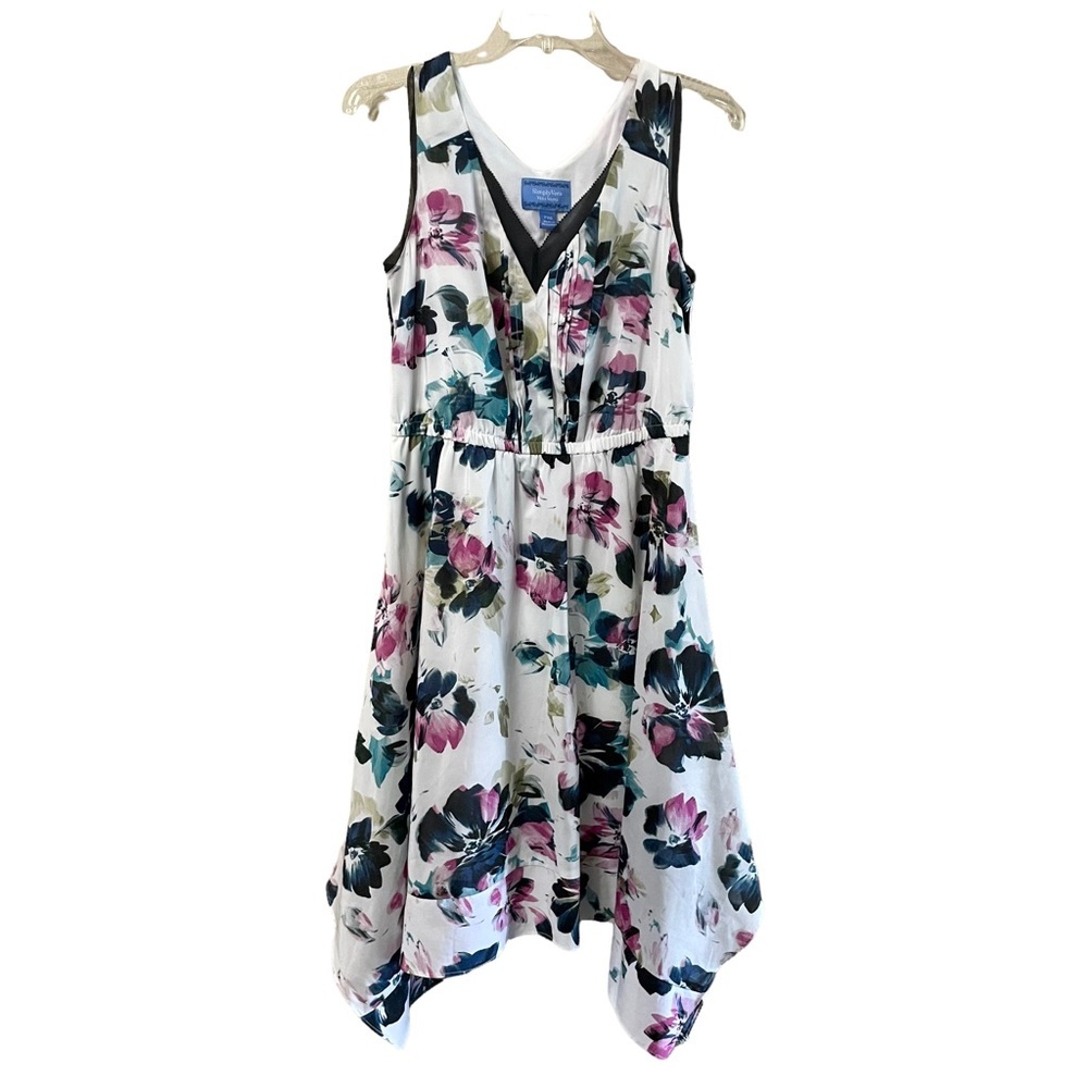 Simply Vera Wang Womens PXS Dress V-neck Sleeveless Assymetrical Hem Floral Tank